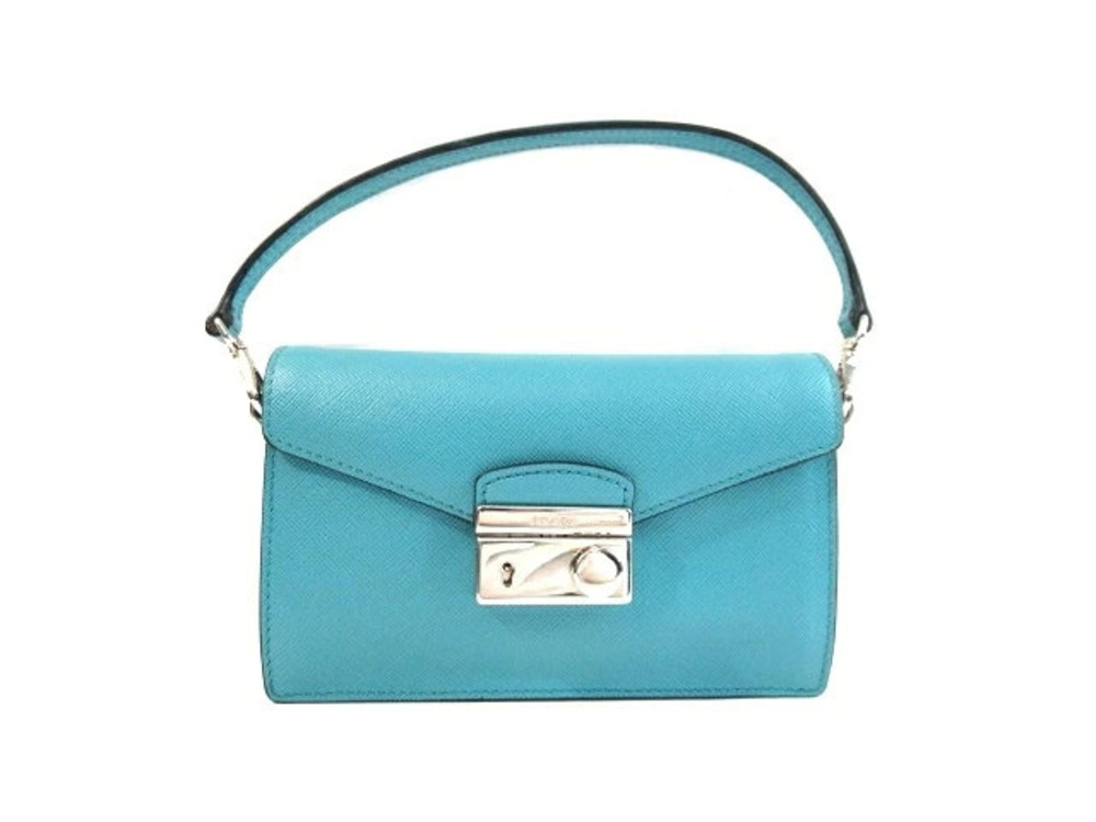Prada Bag Shoulder Pouch Clutch Embossed Leather